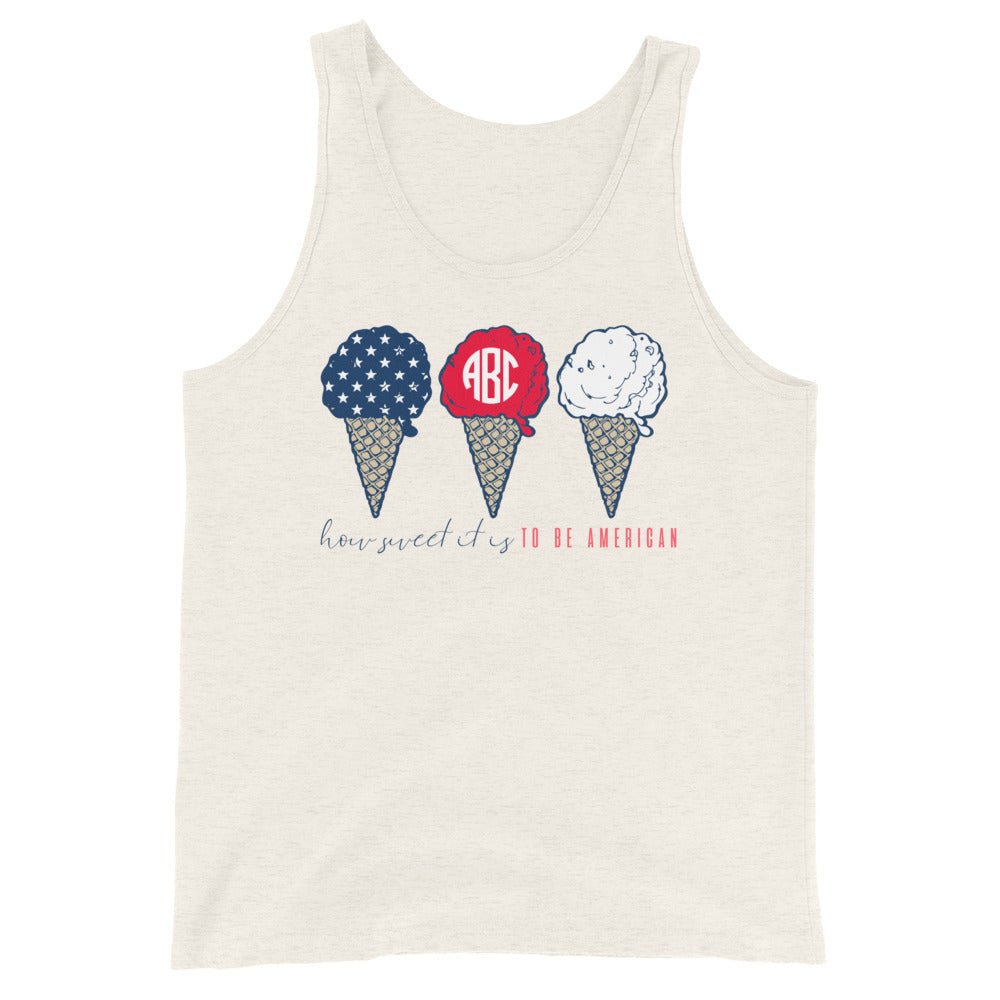 Monogrammed 'How Sweet It Is To Be American' Premium Tank Top - United Monograms