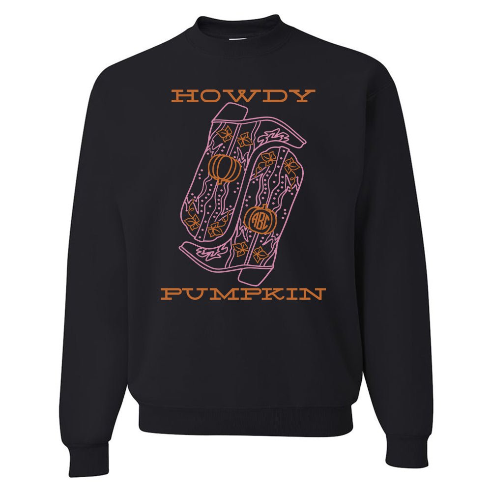 Monogrammed 'Howdy Pumpkin Boots' Crewneck Sweatshirt - United Monograms