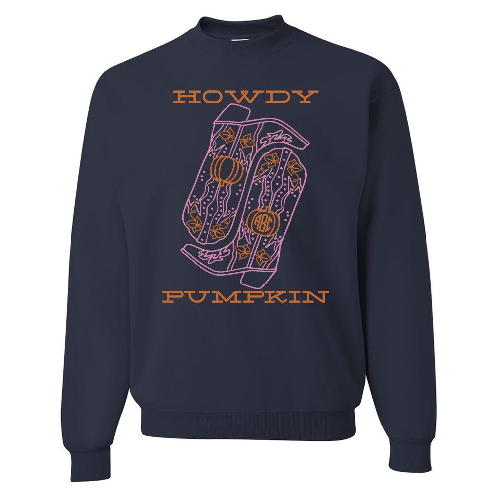 Monogrammed 'Howdy Pumpkin Boots' Crewneck Sweatshirt - United Monograms