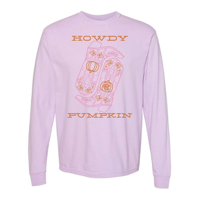Monogrammed 'Howdy Pumpkin Boots' Long Sleeve T-Shirt - United Monograms