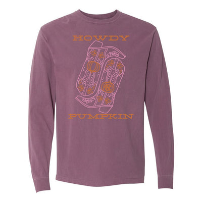 Monogrammed 'Howdy Pumpkin Boots' Long Sleeve T-Shirt - United Monograms