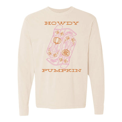 Monogrammed 'Howdy Pumpkin Boots' Long Sleeve T-Shirt - United Monograms