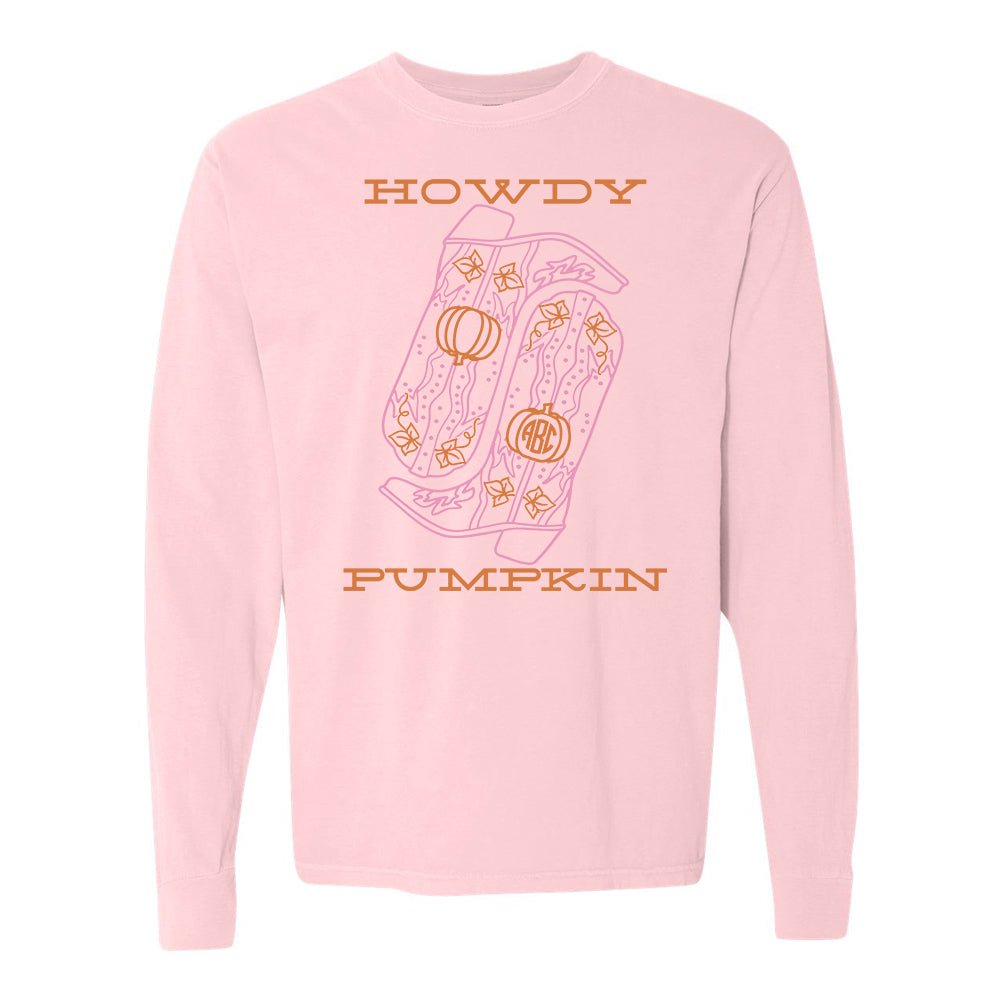Monogrammed 'Howdy Pumpkin Boots' Long Sleeve T-Shirt - United Monograms