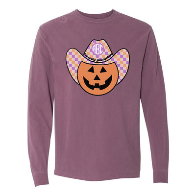 Monogrammed 'Howdy Pumpkin' Comfort Colors Long Sleeve T-Shirt - United Monograms