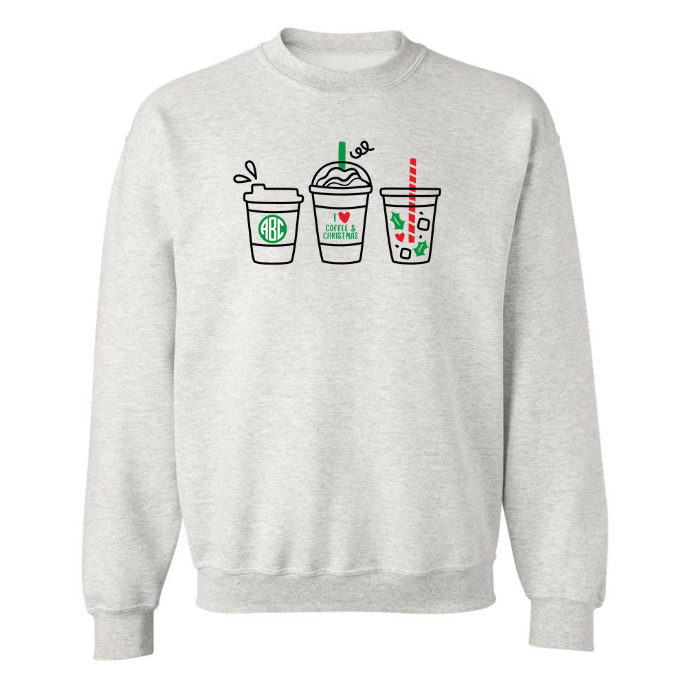 Monogrammed 'I Love Coffee & Christmas' Crewneck Sweatshirt - United Monograms