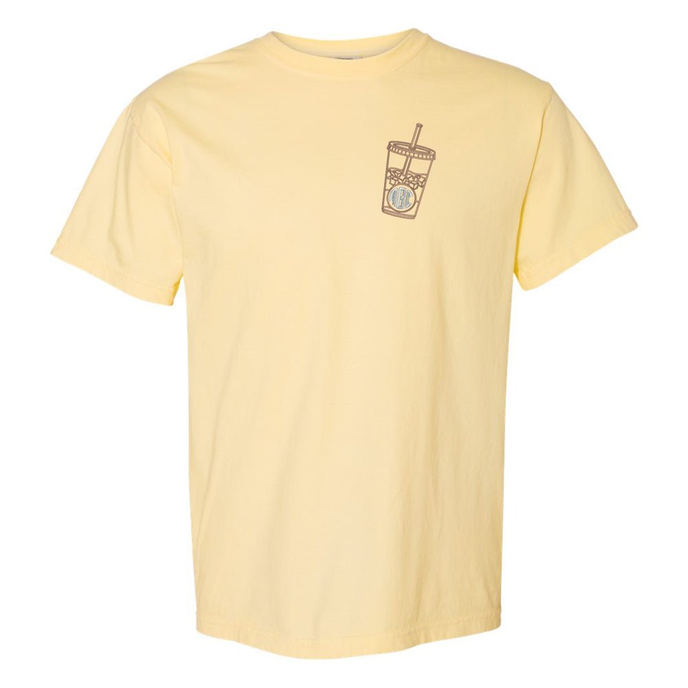 Monogrammed Iced Coffee Comfort Colors T-Shirt - United Monograms