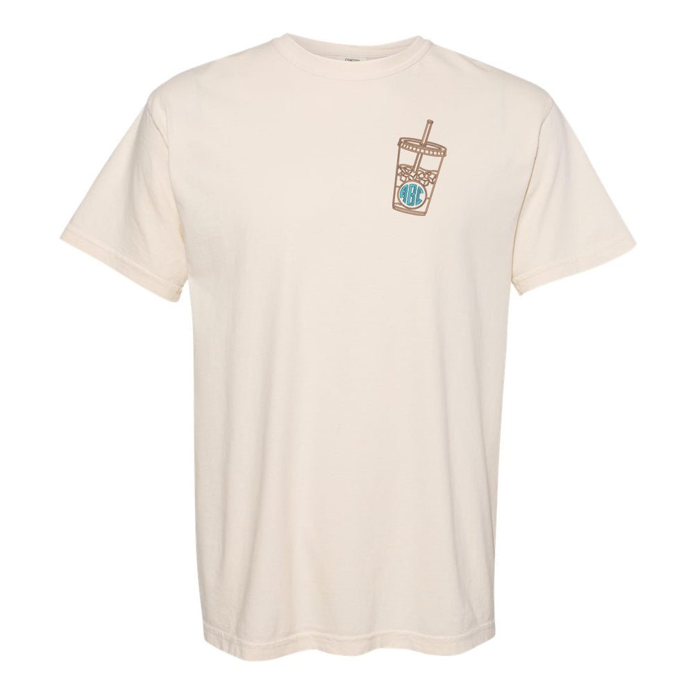 Monogrammed Iced Coffee Comfort Colors T-Shirt - United Monograms