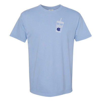 Monogrammed Iced Coffee Comfort Colors T-Shirt - United Monograms