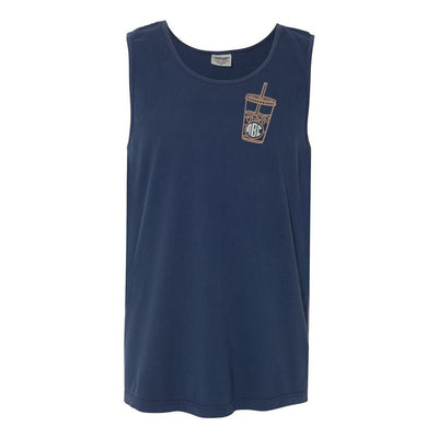 Monogrammed Iced Coffee Comfort Colors Tank - United Monograms