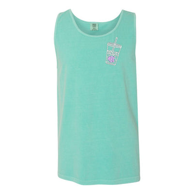 Monogrammed Iced Coffee Comfort Colors Tank - United Monograms
