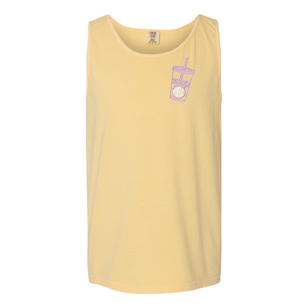 Monogrammed Iced Coffee Comfort Colors Tank - United Monograms