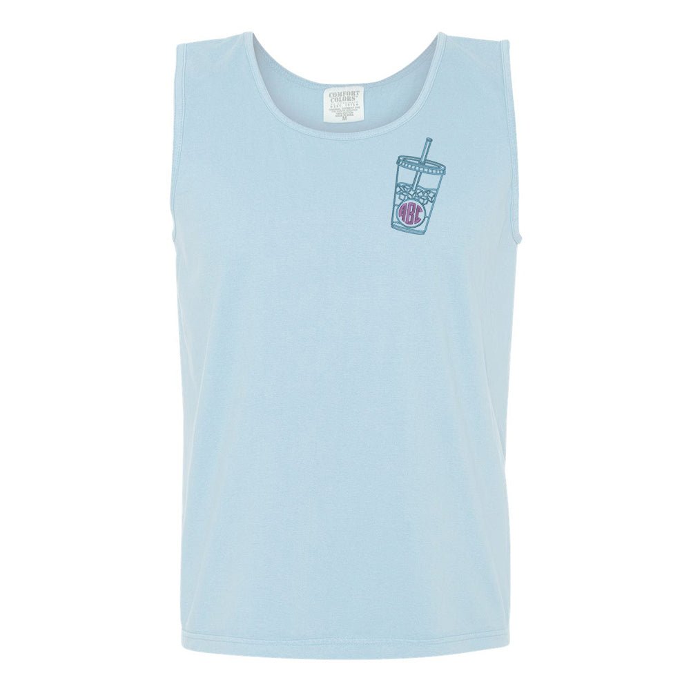 Monogrammed Iced Coffee Comfort Colors Tank - United Monograms