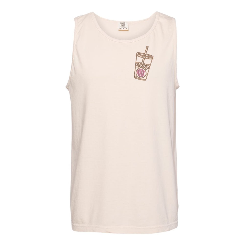 Monogrammed Iced Coffee Comfort Colors Tank - United Monograms