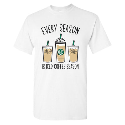 Monogrammed 'Iced Coffee Season' Basic T-Shirt - United Monograms
