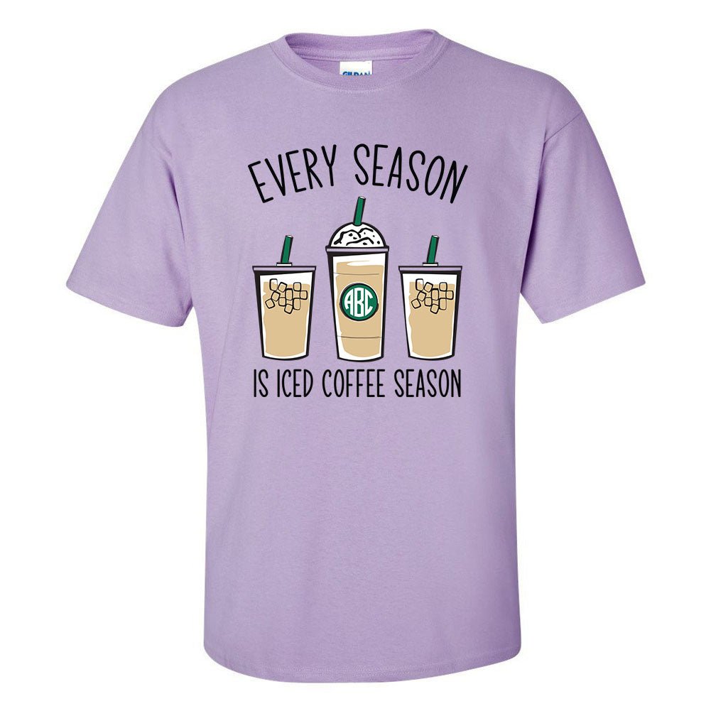 Monogrammed 'Iced Coffee Season' Basic T-Shirt - United Monograms