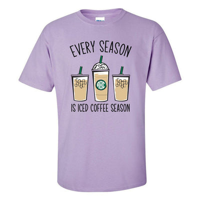 Monogrammed 'Iced Coffee Season' Basic T-Shirt - United Monograms