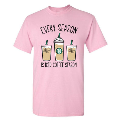 Monogrammed 'Iced Coffee Season' Basic T-Shirt - United Monograms