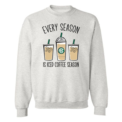 Monogrammed 'Iced Coffee Season' Crewneck Sweatshirt - United Monograms
