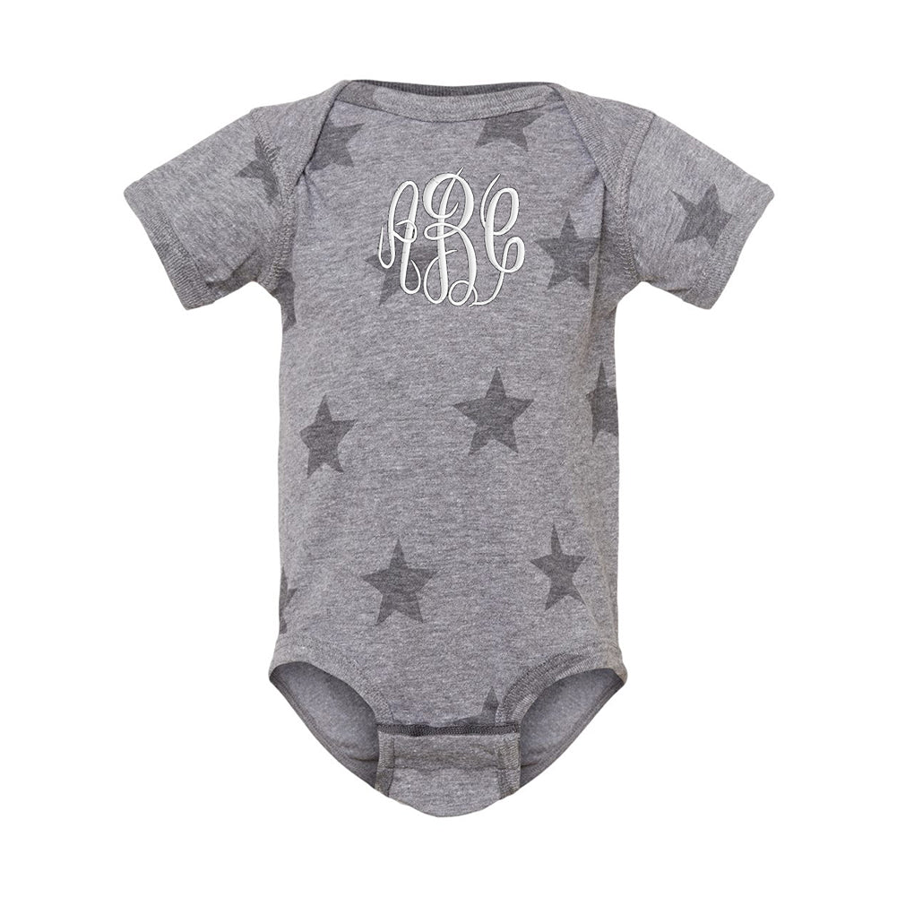 Monogrammed Infant Stars Onesie - United Monograms