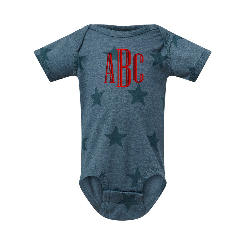 Monogrammed Infant Stars Onesie - United Monograms