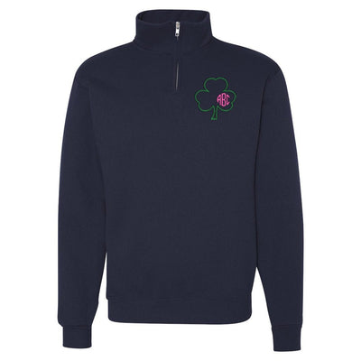 Monogrammed Irish Shamrock Quarter Zip Sweatshirt - United Monograms