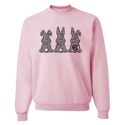 Monogrammed 'Leopard Bunnies' Crewneck Sweatshirt - United Monograms
