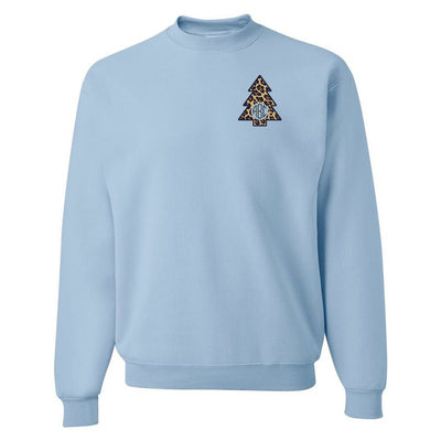 Monogrammed Leopard Christmas Tree Crewneck Sweatshirt - United Monograms