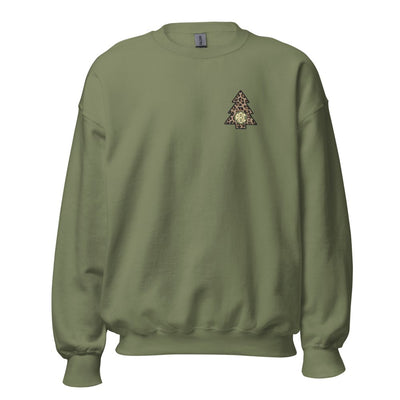 Monogrammed Leopard Christmas Tree Crewneck Sweatshirt - United Monograms