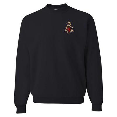 Monogrammed Leopard Christmas Tree Crewneck Sweatshirt - United Monograms