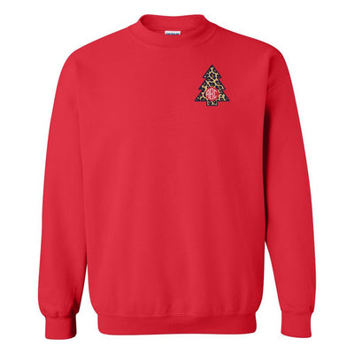 Monogrammed Leopard Christmas Tree Crewneck Sweatshirt - United Monograms