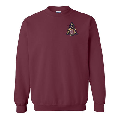 Monogrammed Leopard Christmas Tree Crewneck Sweatshirt - United Monograms
