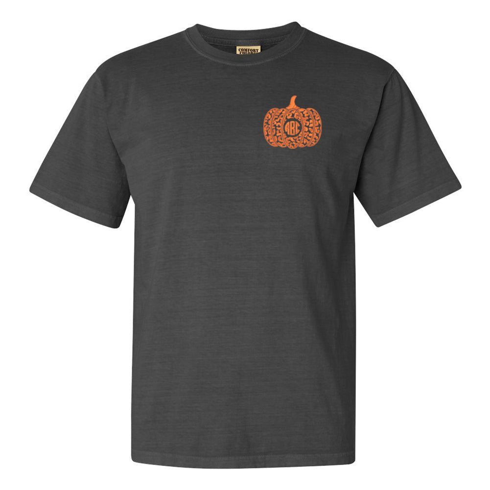 Monogrammed Leopard Pumpkin Comfort Colors T-Shirt - United Monograms