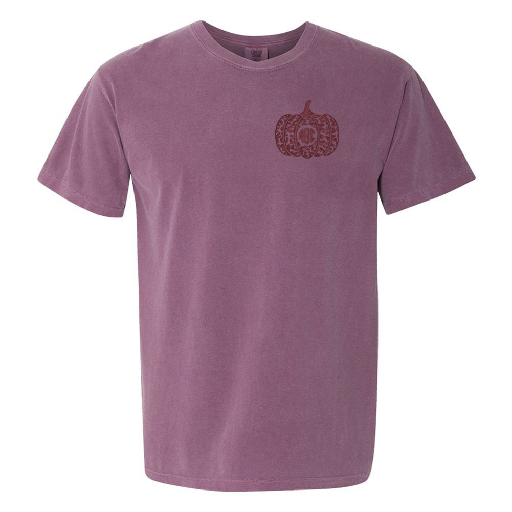Monogrammed Leopard Pumpkin Comfort Colors T-Shirt - United Monograms
