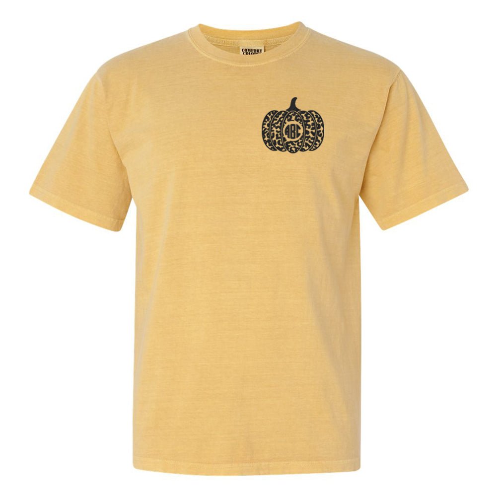 Monogrammed Leopard Pumpkin Comfort Colors T-Shirt - United Monograms