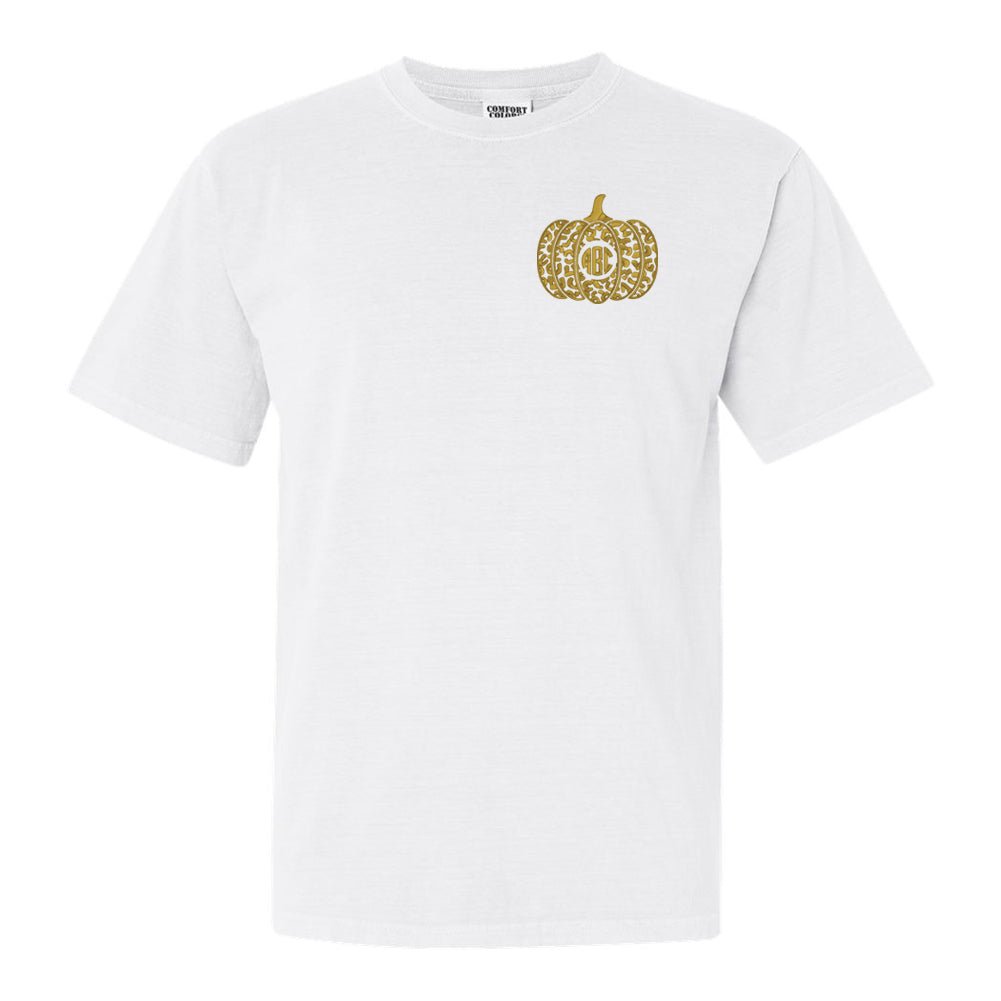 Monogrammed Leopard Pumpkin Comfort Colors T-Shirt - United Monograms