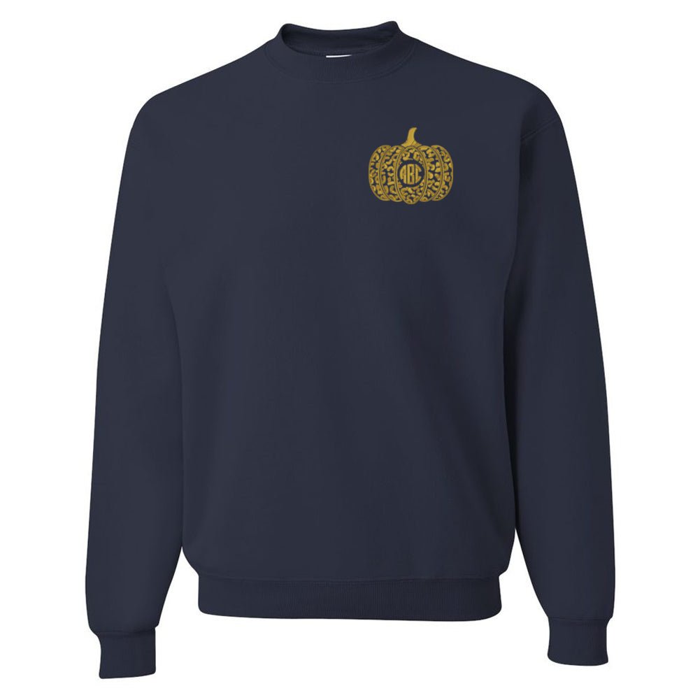 Monogrammed Leopard Pumpkin Crewneck Sweatshirt - United Monograms