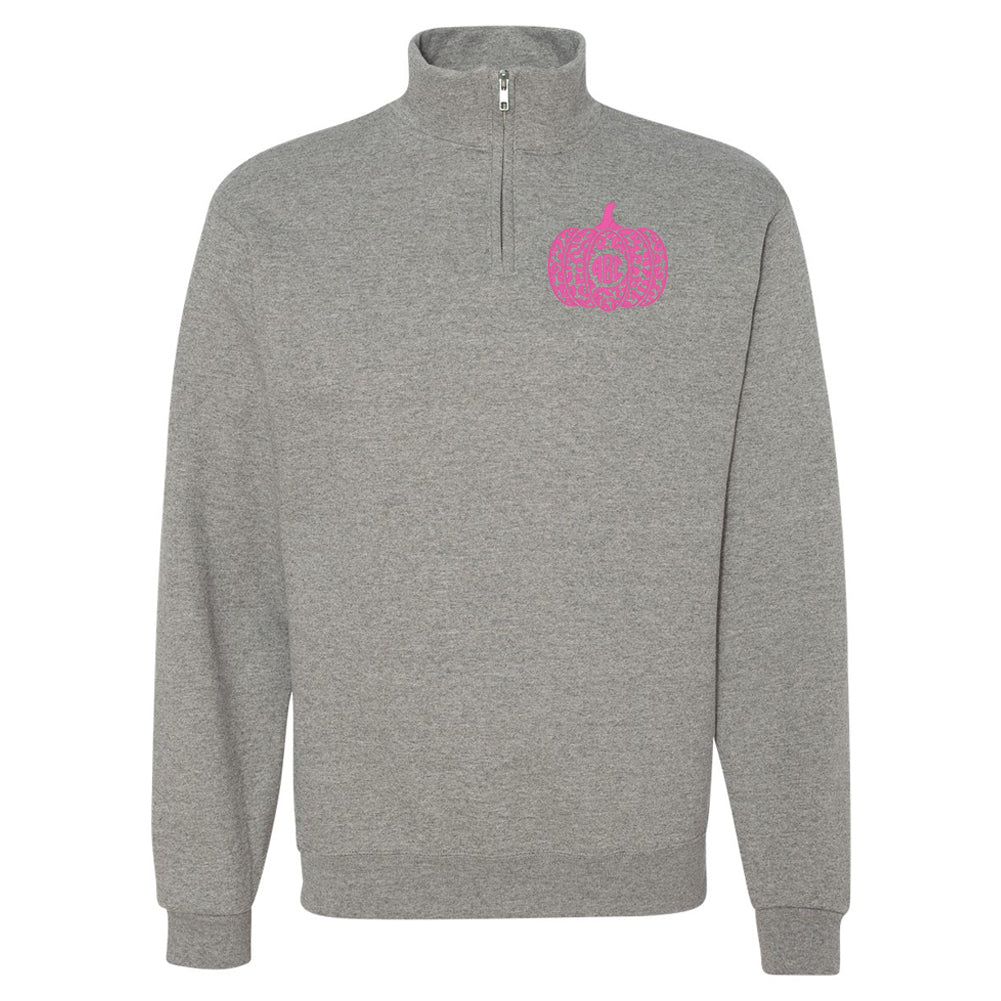 Monogrammed Leopard Pumpkin Quarter Zip Sweatshirt - United Monograms