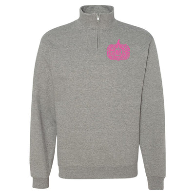 Monogrammed Leopard Pumpkin Quarter Zip Sweatshirt - United Monograms
