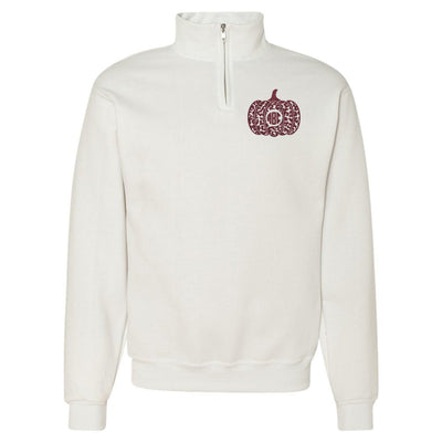 Monogrammed Leopard Pumpkin Quarter Zip Sweatshirt - United Monograms