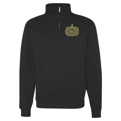 Monogrammed Leopard Pumpkin Quarter Zip Sweatshirt - United Monograms