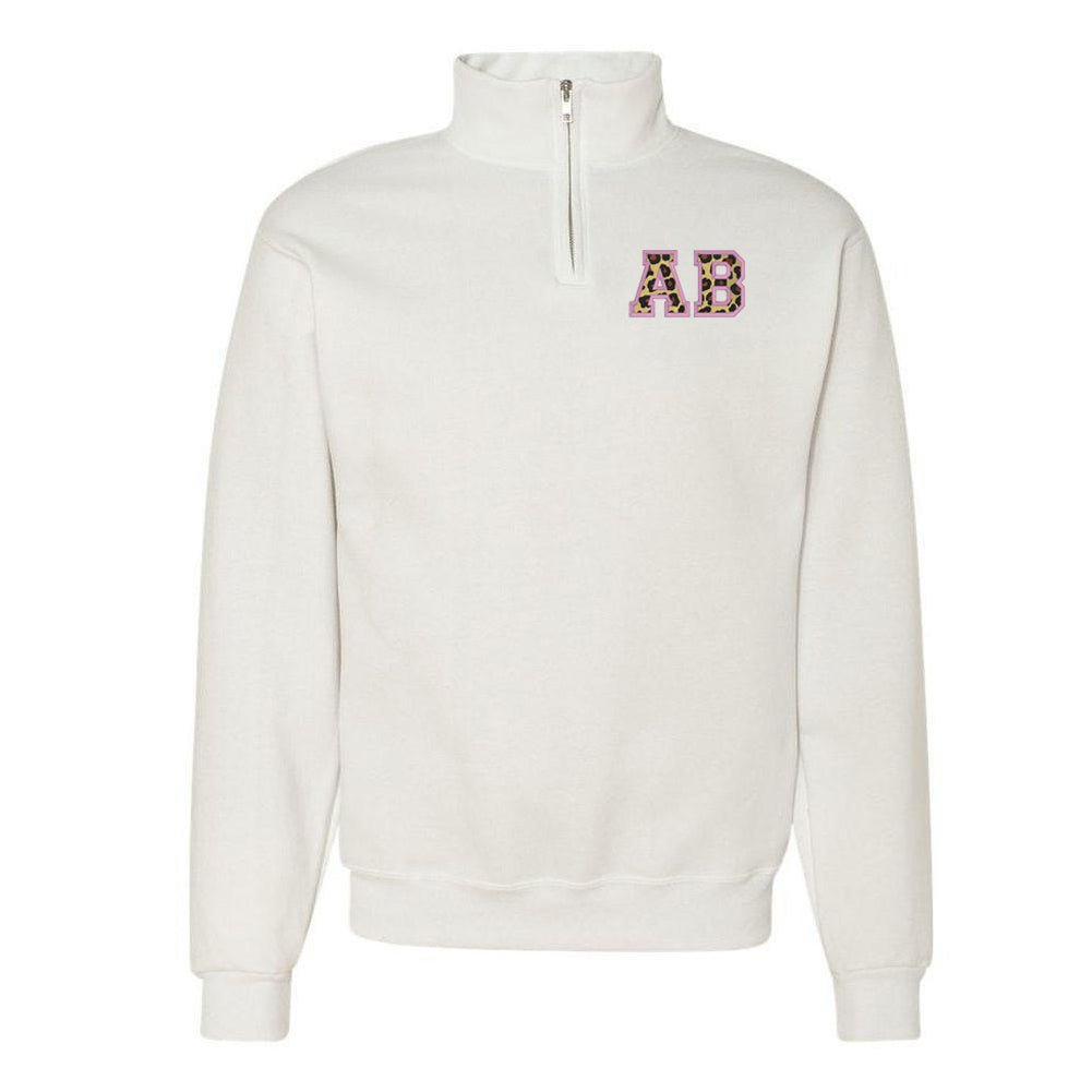 Monogrammed Leopard Quarter Zip Sweatshirt - United Monograms