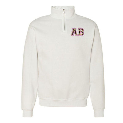 Monogrammed Leopard Quarter Zip Sweatshirt - United Monograms