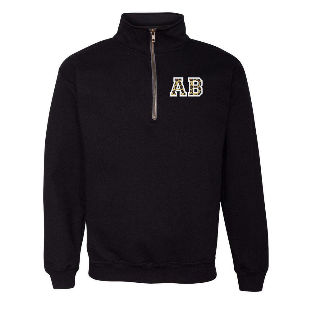 Monogrammed Leopard Quarter Zip Sweatshirt - United Monograms