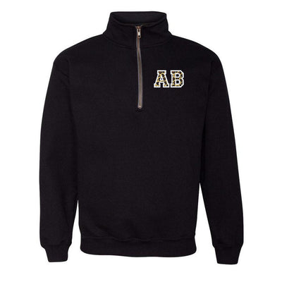 Monogrammed Leopard Quarter Zip Sweatshirt - United Monograms