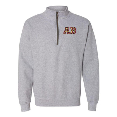 Monogrammed Leopard Quarter Zip Sweatshirt - United Monograms