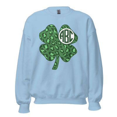 Monogrammed 'Leopard Shamrock' Crewneck Sweatshirt - United Monograms