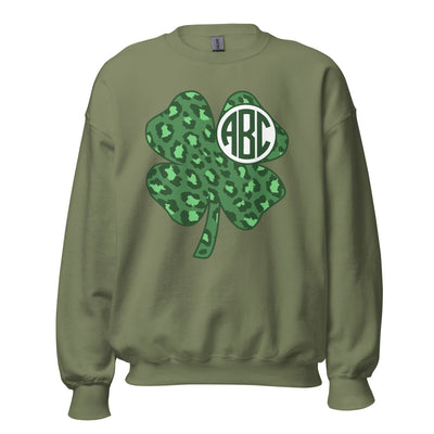 Monogrammed 'Leopard Shamrock' Crewneck Sweatshirt - United Monograms