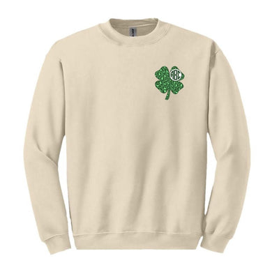 Monogrammed 'Leopard Shamrock' Crewneck Sweatshirt - United Monograms