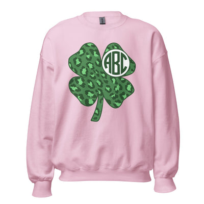 Monogrammed 'Leopard Shamrock' Crewneck Sweatshirt - United Monograms