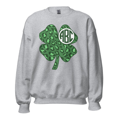 Monogrammed 'Leopard Shamrock' Crewneck Sweatshirt - United Monograms